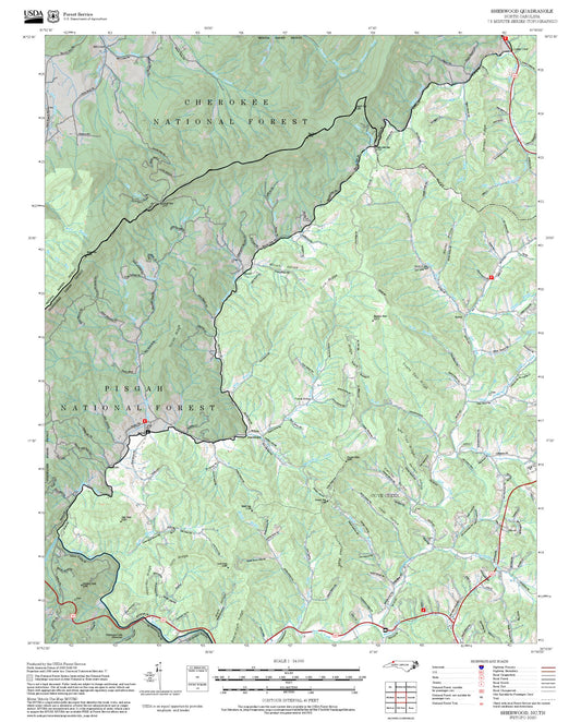 2025 Forest Service Topo Map of Sherwood North Carolina