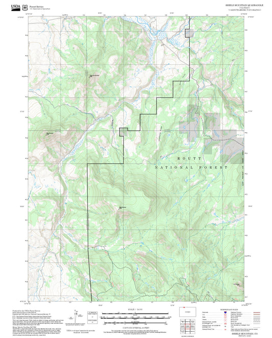 2025 Forest Service Topo Map of Shield Mountain Colorado