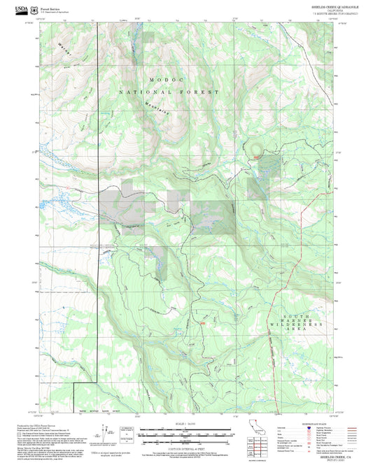 2025 Forest Service Topo Map of Shields Creek California
