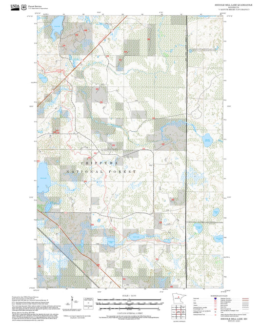2025 Forest Service Topo Map of Shingle Mill Lake Minnesota