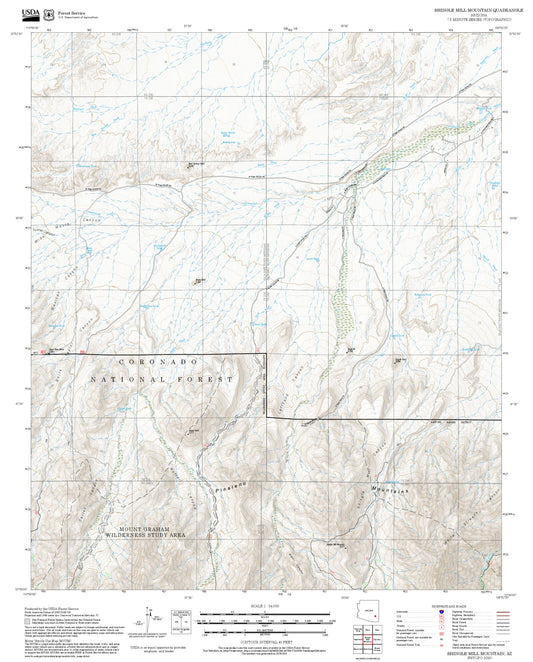 2025 Forest Service Topo Map of Shingle Mill Mountain Arizona