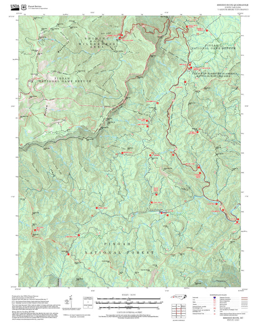 2025 Forest Service Topo Map of Shining Rock North Carolina