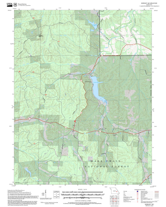 2025 Forest Service Topo Map of Shirley Missouri