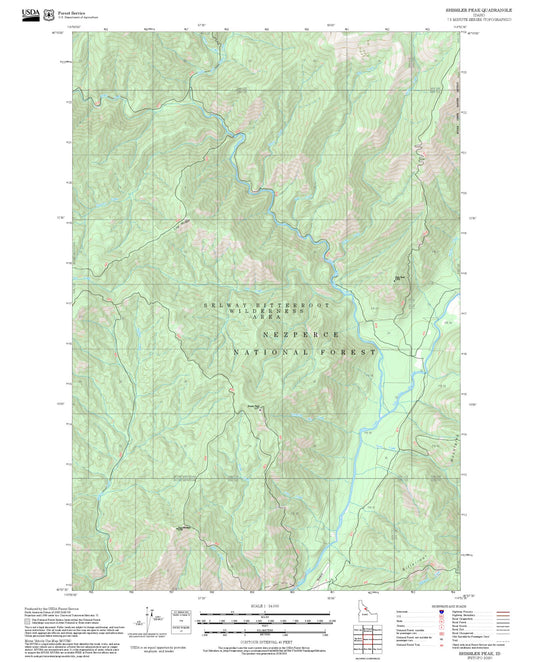 2025 Forest Service Topo Map of Shissler Peak Idaho