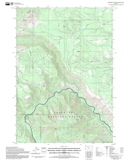 2025 Forest Service Topo Map of Shitike Butte Oregon