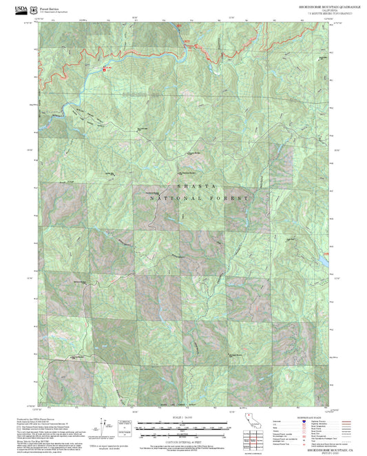 2025 Forest Service Topo Map of Shoeinhorse Mountain California