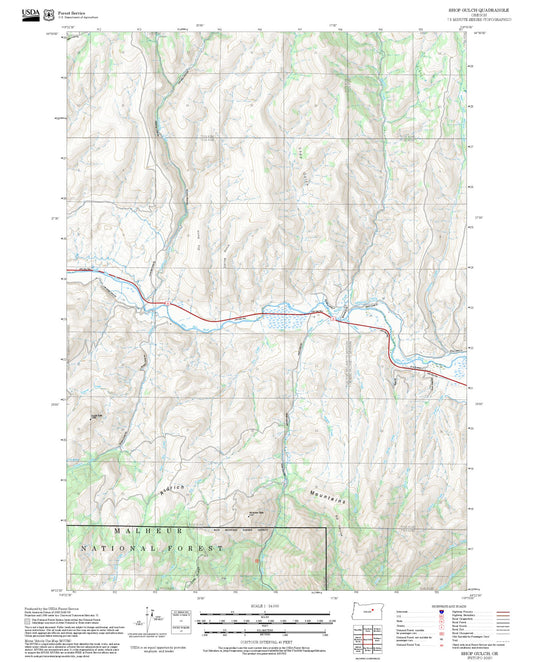 2025 Forest Service Topo Map of Shop Gulch Oregon