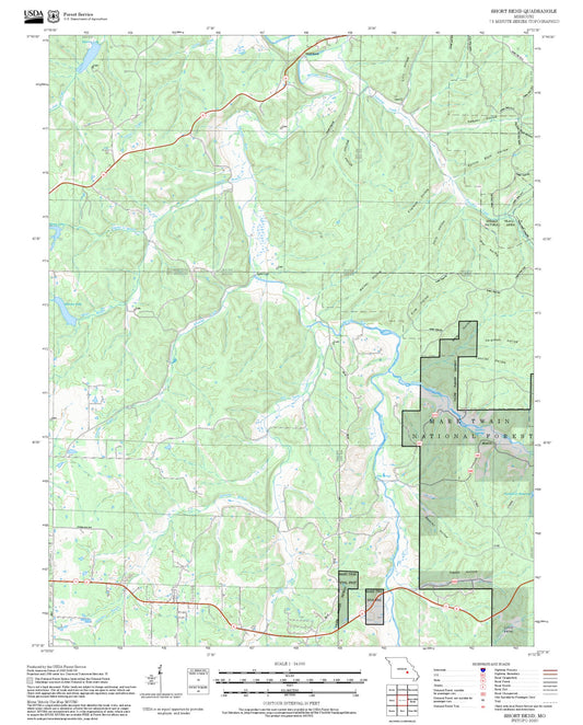 2025 Forest Service Topo Map of Short Bend Missouri