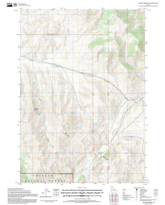 2025 Forest Service Topo Map of Short Creek Idaho