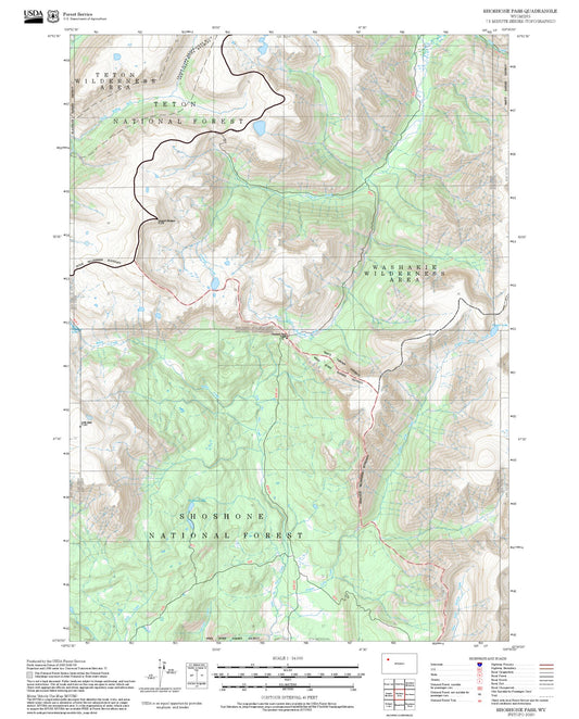 2025 Forest Service Topo Map of Shoshone Pass Wyoming
