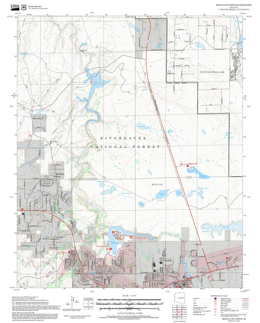 2025 Forest Service Topo Map of Show Low North Arizona
