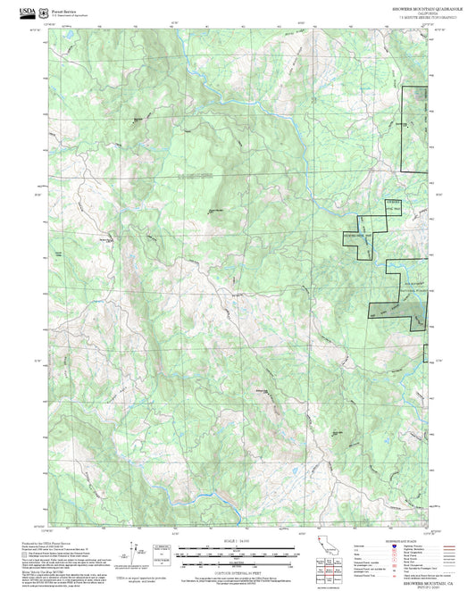 2025 Forest Service Topo Map of Showers Mountain California
