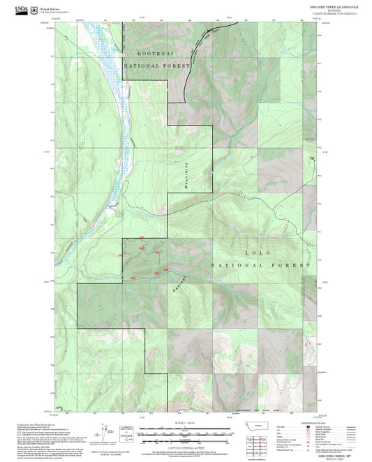 2025 Forest Service Topo Map of Shroder Creek Montana