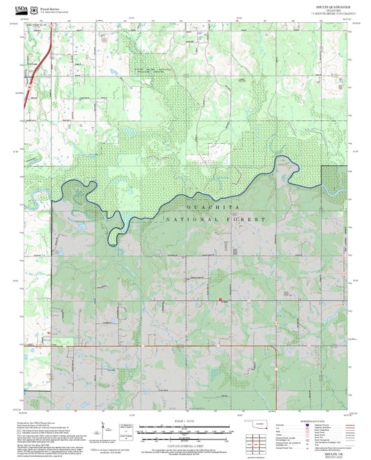 2025 Forest Service Topo Map of Shults Oklahoma
