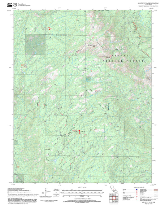 2025 Forest Service Topo Map of Shuteye Peak California
