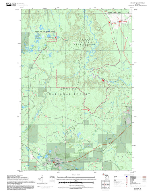 2025 Forest Service Topo Map of Sidnaw Michigan