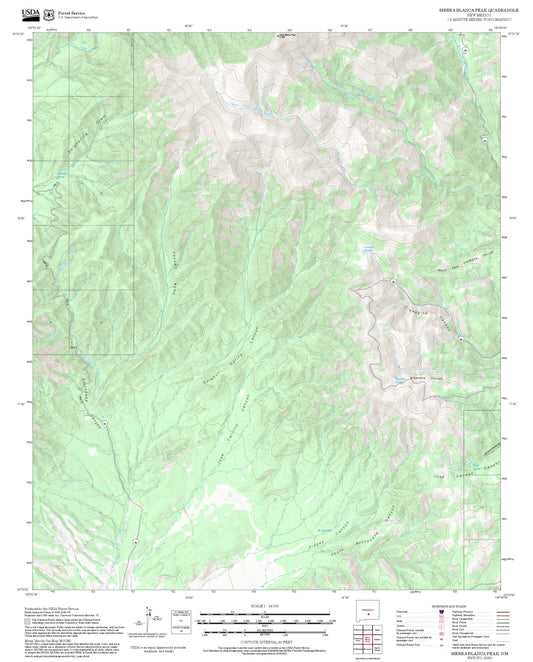 2025 Forest Service Topo Map of Sierra Blanca Peak New Mexico