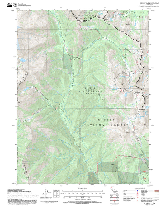 2025 Forest Service Topo Map of Siligo Peak California