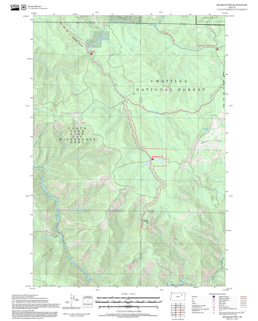 2025 Forest Service Topo Map of Silver Butte Oregon
