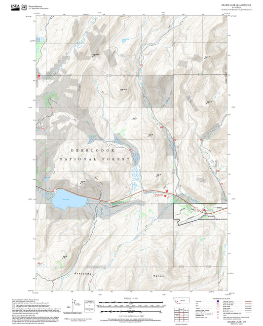 2025 Forest Service Topo Map of Silver Lake Montana