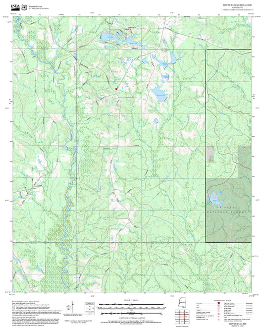 2025 Forest Service Topo Map of Silver Run Mississippi