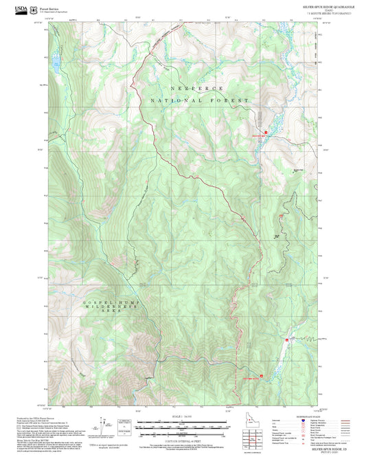 2025 Forest Service Topo Map of Silver Spur Ridge Idaho