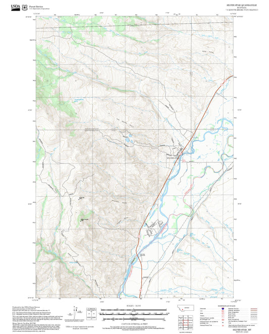 2025 Forest Service Topo Map of Silver Star Montana