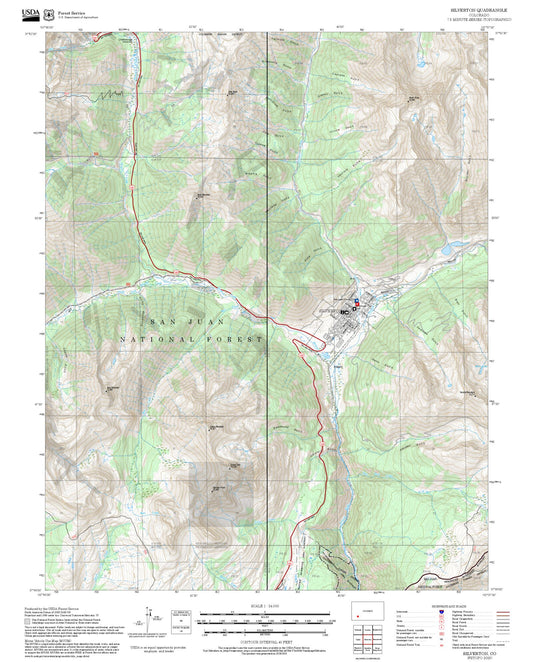 2025 Forest Service Topo Map of Silverton Colorado