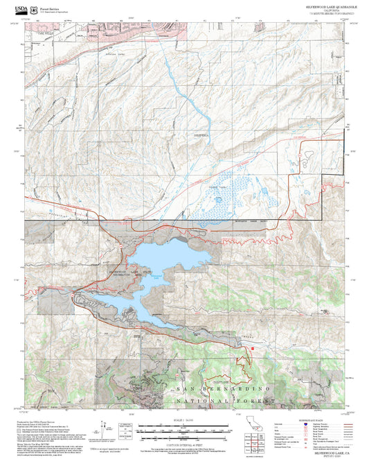 2025 Forest Service Topo Map of Silverwood Lake California