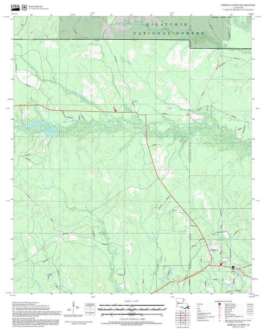 2025 Forest Service Topo Map of Simpson North Louisiana
