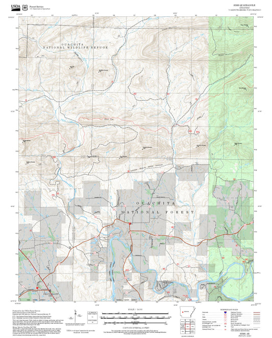 2025 Forest Service Topo Map of Sims Arkansas