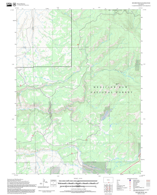 2025 Forest Service Topo Map of Singer Peak Wyoming