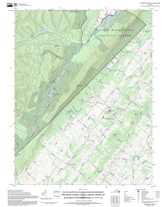 2025 Forest Service Topo Map of Singers Glen Virginia