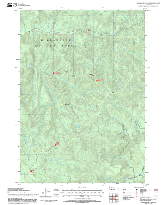 2025 Forest Service Topo Map of Sinker Mountain Oregon