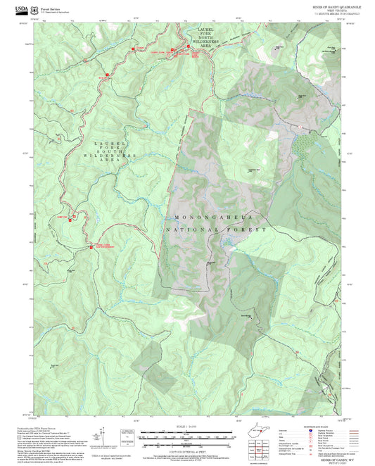 2025 Forest Service Topo Map of Sinks of Gandy West Virginia