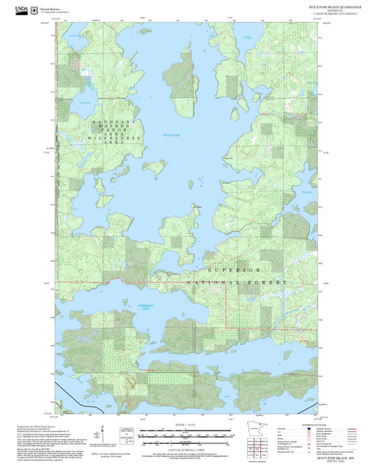 2025 Forest Service Topo Map of Sioux Pine Island Minnesota