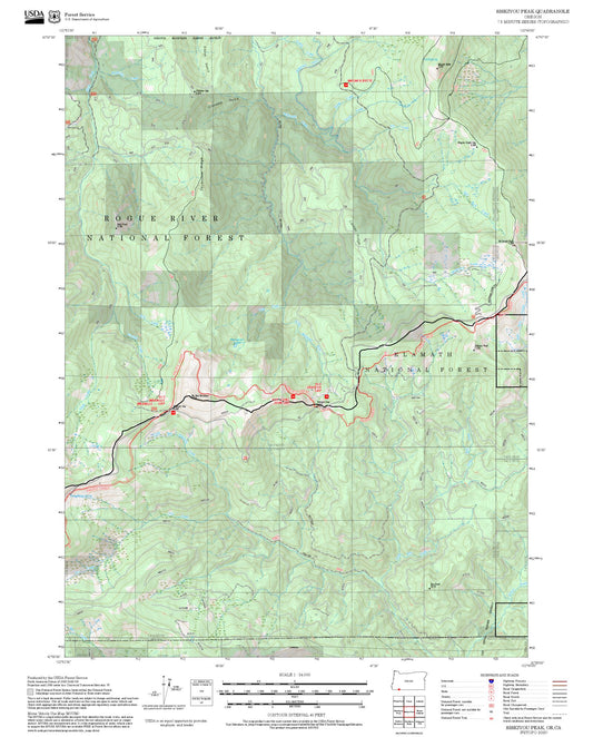 2025 Forest Service Topo Map of Siskiyou Peak Oregon
