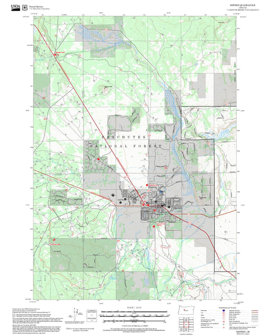 2025 Forest Service Topo Map of Sisters Oregon