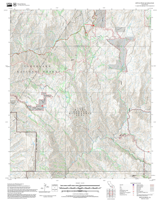 2025 Forest Service Topo Map of Sitton Peak California