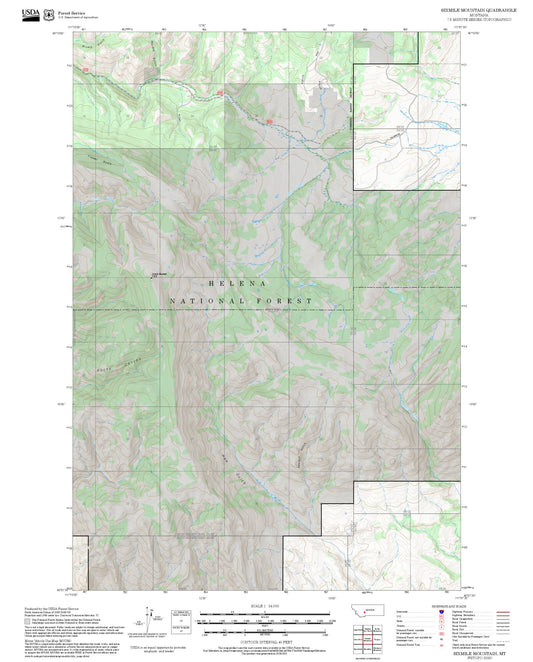 2025 Forest Service Topo Map of Sixmile Mountain Montana