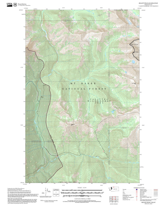 2025 Forest Service Topo Map of Skagit Peak Washington
