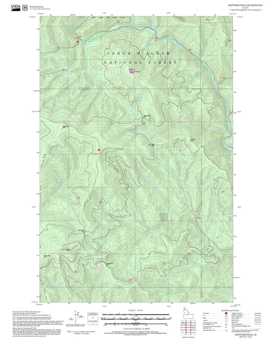 2025 Forest Service Topo Map of Skitwish Peak Idaho