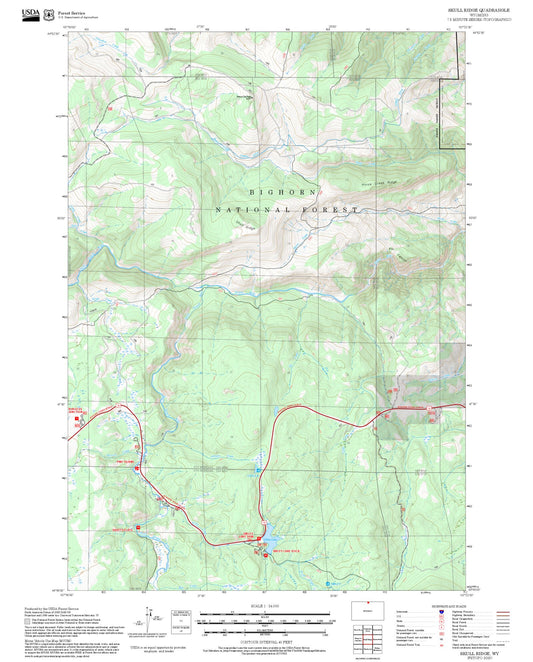 2025 Forest Service Topo Map of Skull Ridge Wyoming
