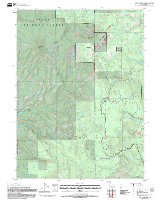2025 Forest Service Topo Map of Skunk Ridge California