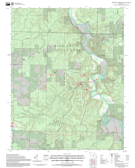 2025 Forest Service Topo Map of Slabtown Spring Missouri