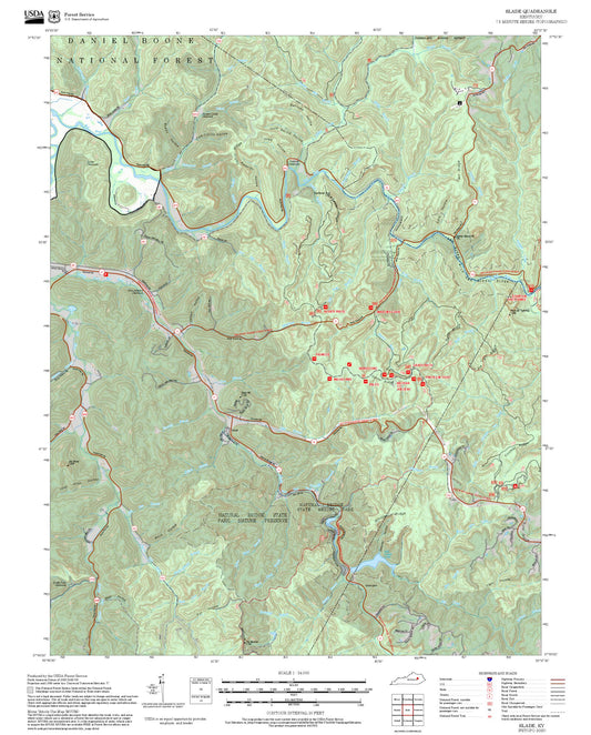 2025 Forest Service Topo Map of Slade Kentucky