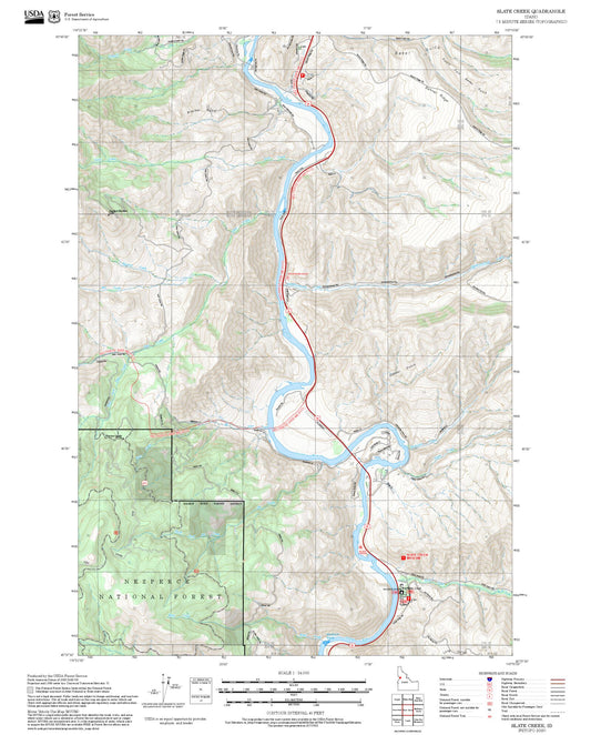 2025 Forest Service Topo Map of Slate Creek Idaho