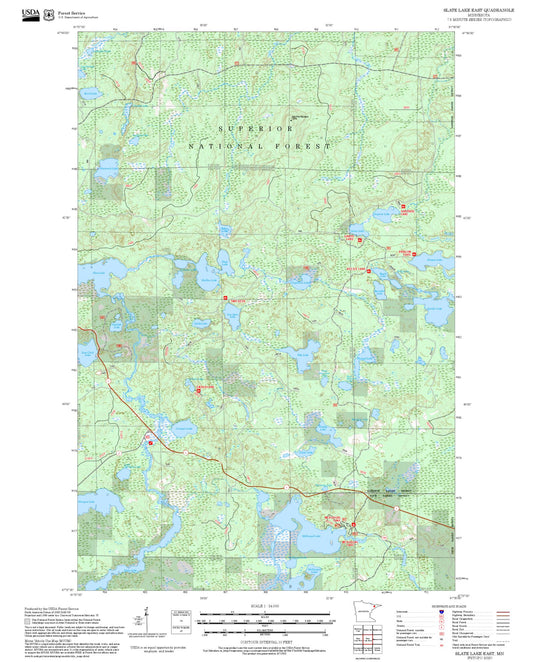 2025 Forest Service Topo Map of Slate Lake East Minnesota