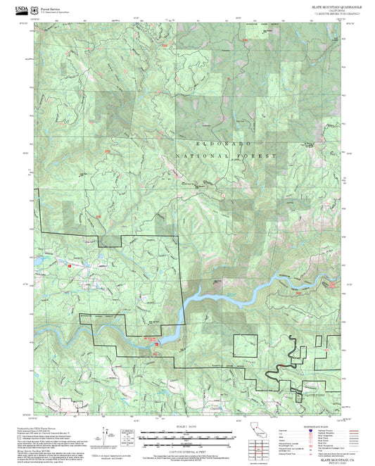 2025 Forest Service Topo Map of Slate Mountain California