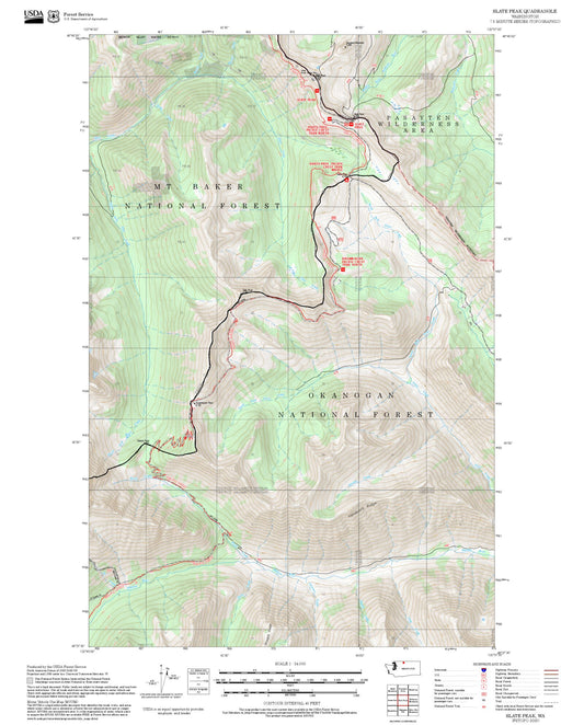 2025 Forest Service Topo Map of Slate Peak Washington